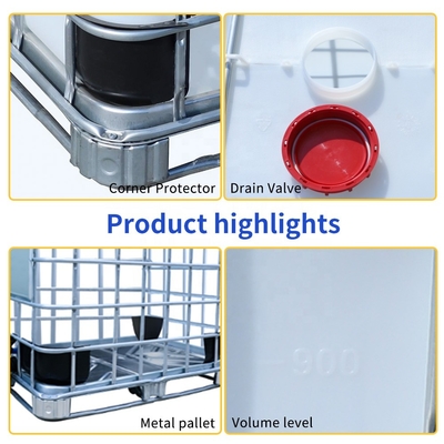 ISO9001 Kwadratowe zbiorniki magazynowe IBC HDPE 1,2 * 1 * 1,5 m