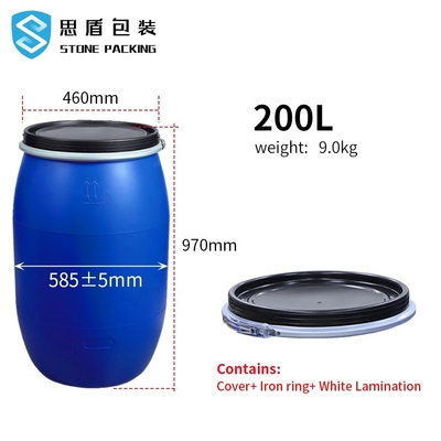 Cylindryczny 585 * 970 mm Niebieski chemiczny niebieski bęben 200 litrów 9 kg