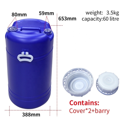 HDPE Niebieski 60L 55-galonowy plastikowy bęben z uchwytem pastycznym OEM ODM